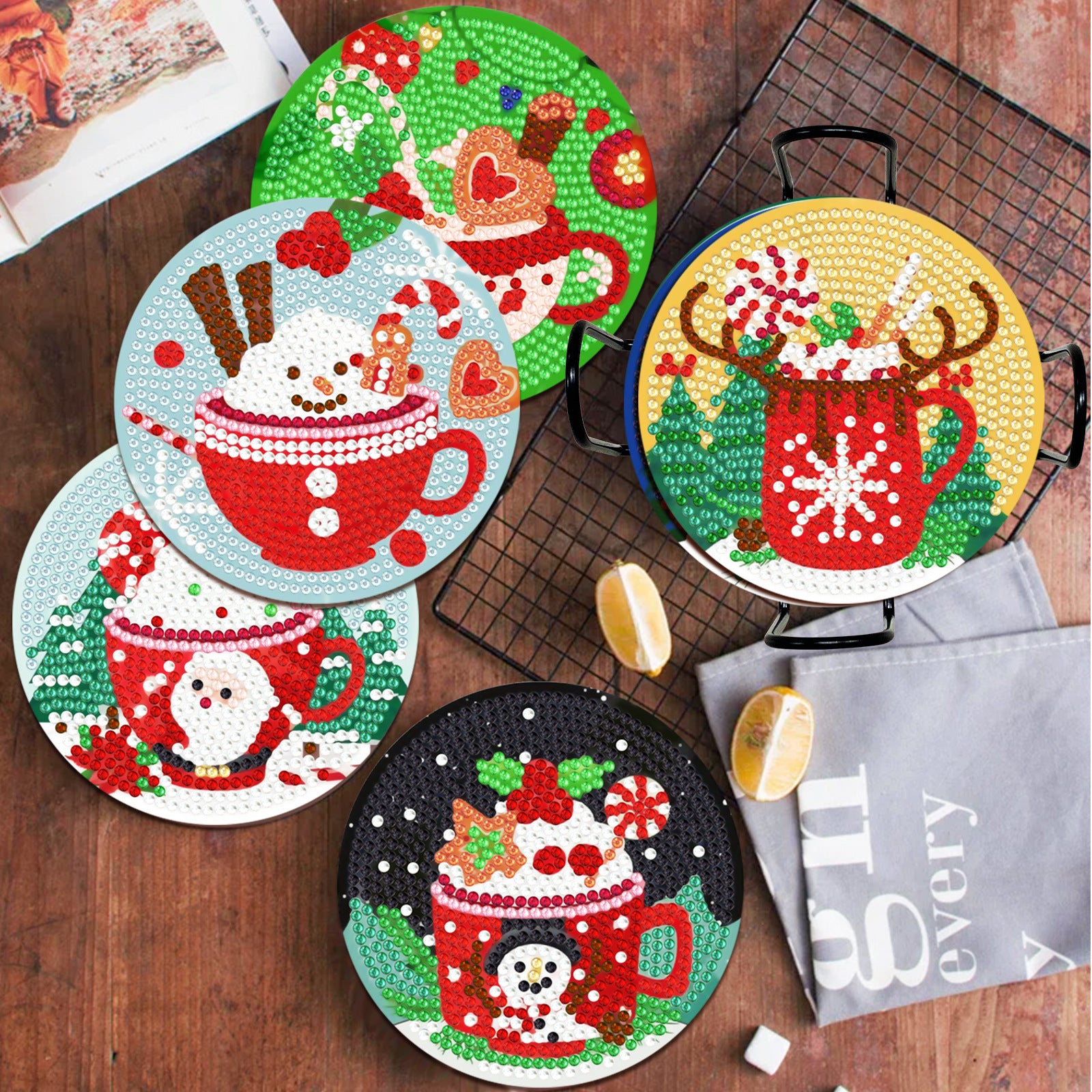 Wholesale Round Diamond Painting Coasters Cup Accessories ACC-CA-FuShun001