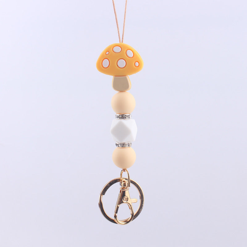 Wholesale Cartoon Mushroom Silicone Bead Necklace Pendant Keychain ACC-KC-GuangTian020