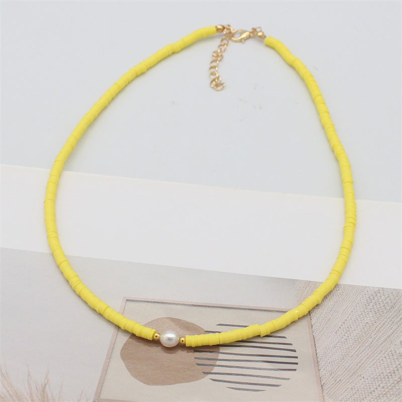 Wholesale  color soft pottery necklace