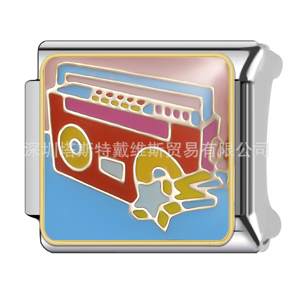 Wholesale 9mm Italian Charm Starter Bracelets DIY square Single Section Creative Stainless Steel Composable Bracelet