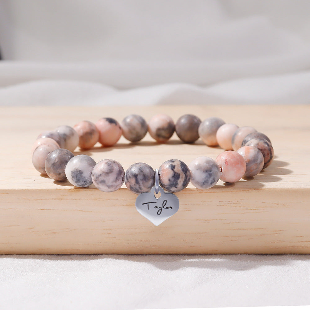 Wholesale Pink Zebra Bracelet Peach Heart GUTS Natural Stone Bracelet ACC-BT-Shic002