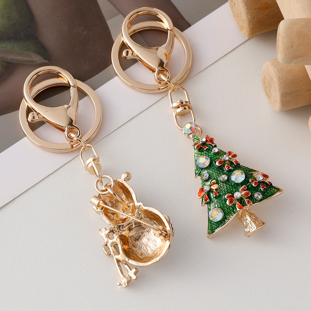 Wholesale Christmas series  cute Christmas tree dripping metal keychain