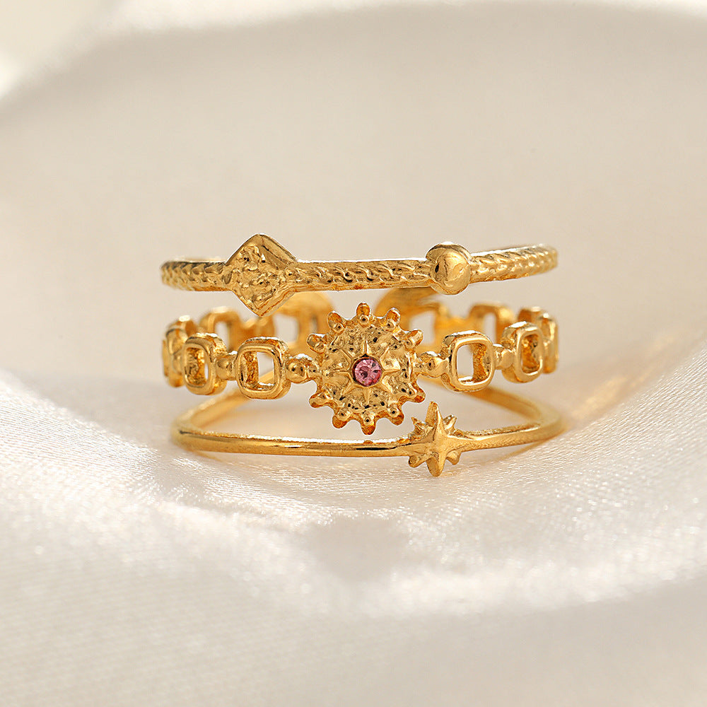 Wholesale Stainless Steel Micro Inlaid Zircon Loose Rings ACC-RS-TaiMei003