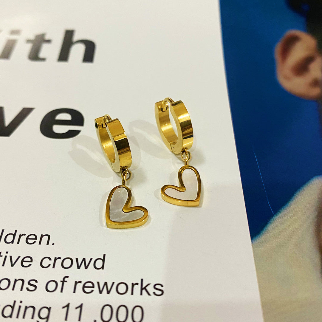 Wholesale Titanium Steel Four-leaf Clover Heart Earrings ACCVIP-ES-YZXW003