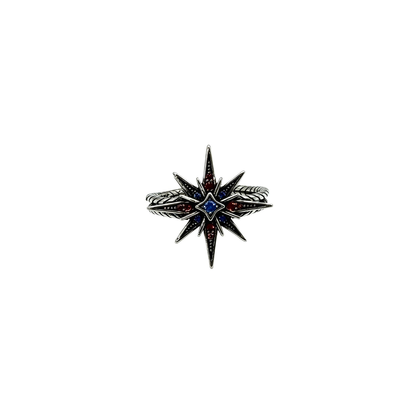 Wholesale Copper Electroplated Octagonal Star Ring with Vintage Distressed Finish,  Trendy Fashion Accessory for Everyday Wear