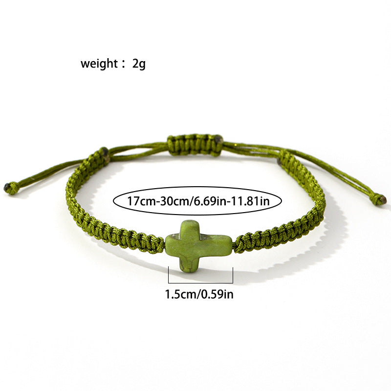 Wholesale Turquoise Cross Hand-woven Hand Rope Adjustable Bracelet