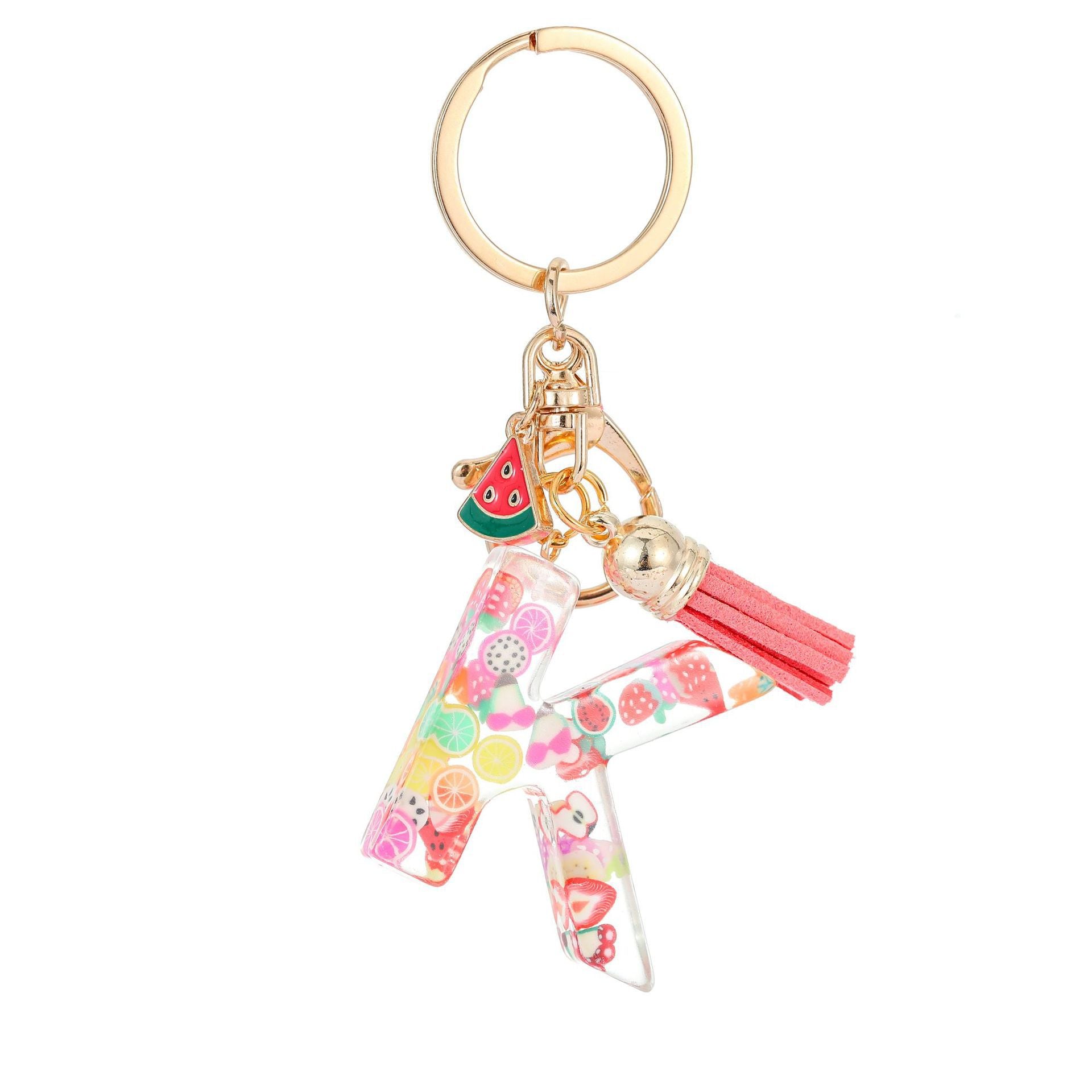 Wholesale Fruit resin letter keychain