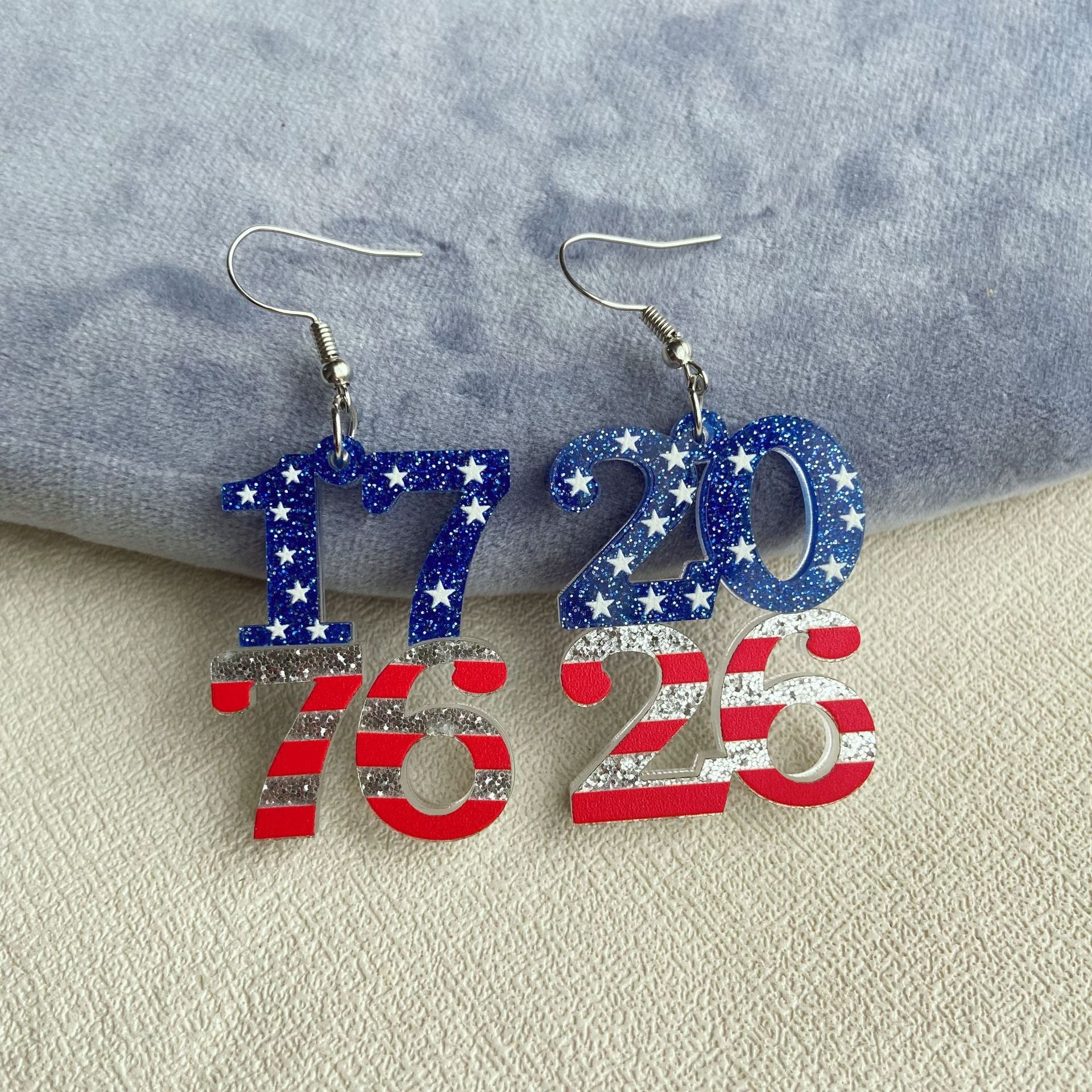 Wholesale Independence Day  Acrylic Heart Earrings