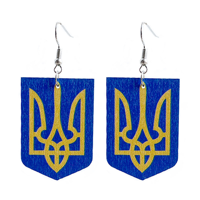 Wholesale 3 pairs/pack National Emblem Earrings Support Color Sunflower Wooden Earrings