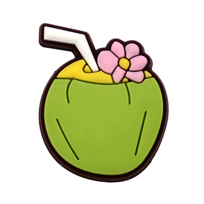 Wholesale PVC Shoe Flower Buckle Charms Cool Drink Design For Kids Sandals Cute Summer Casual Decorative Accent