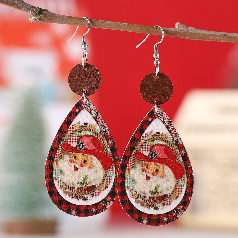 Wholesale Christmas Funny  Plaid ing Pendant Earrings