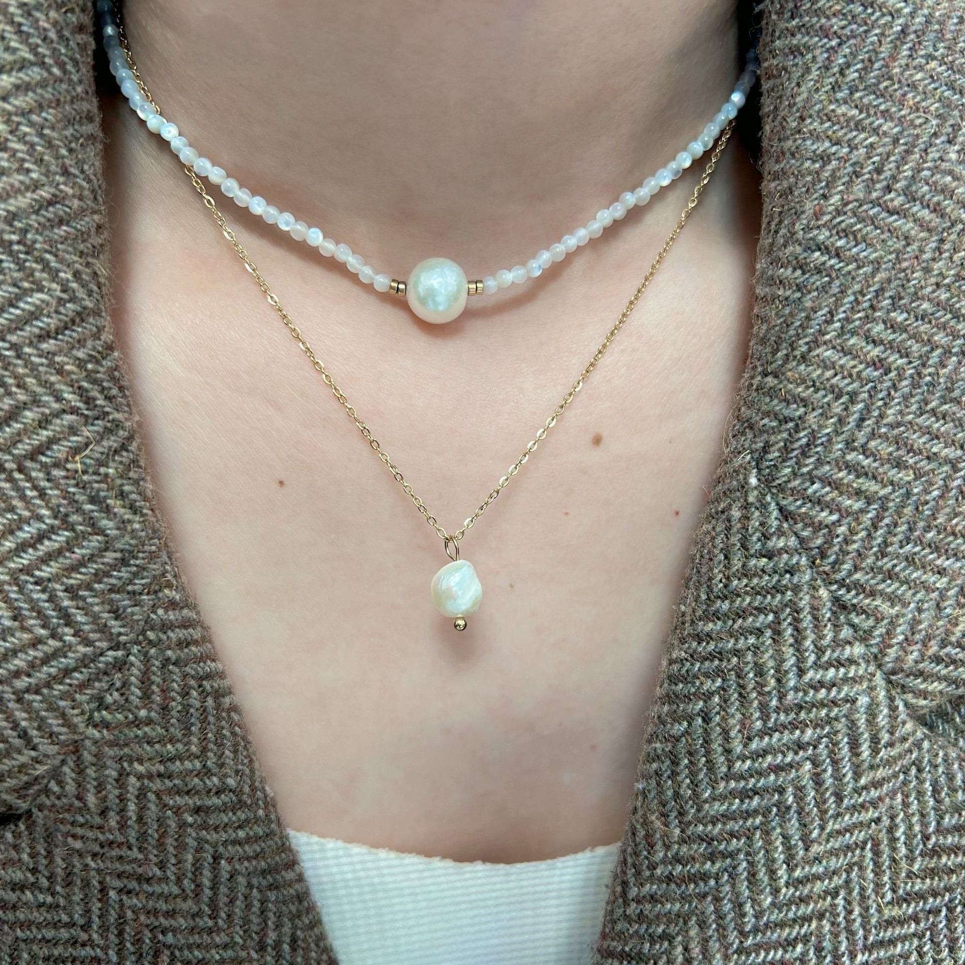 Wholesale  pearl crystal elements Bohemian stainless steel Baroque pendant necklace