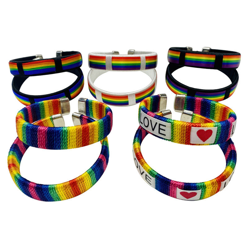 Wholesale LGBT Six Color Thread Braided Rainbow Bracelet LOVE Color Rope Heart Bracelets ACC-BT-Guangg004