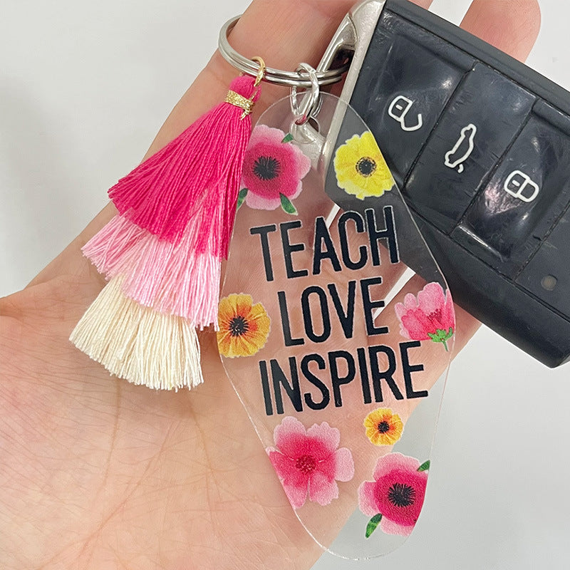 Wholesale of 2pcs/pack Teacher Gifts, Multi-layer Tassels, Acrylic Keychains ACC-KC-HY006