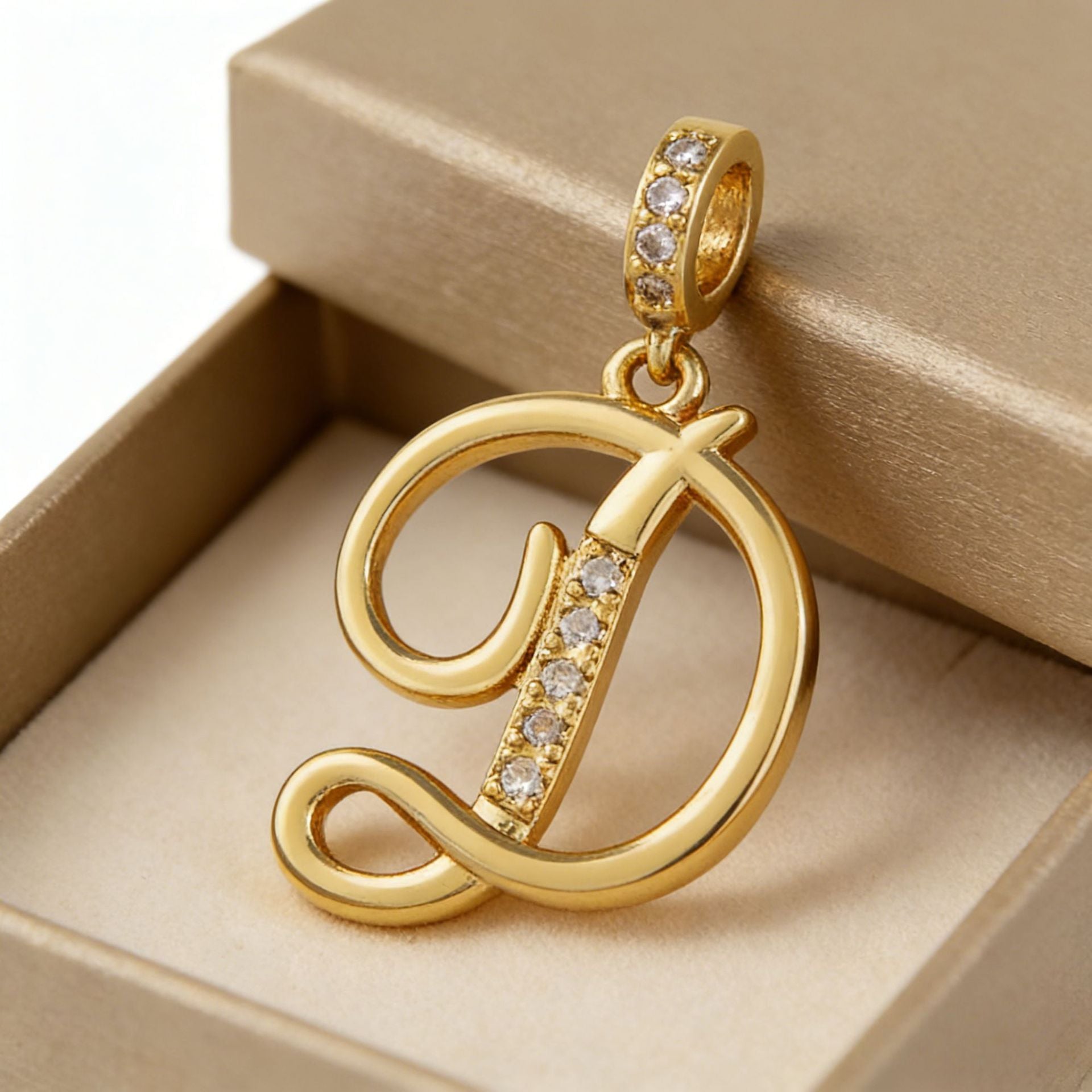 Wholesale Gold Plated Copper Letter Pendant with Zircon,  Pan Style DIY Necklace Accessory