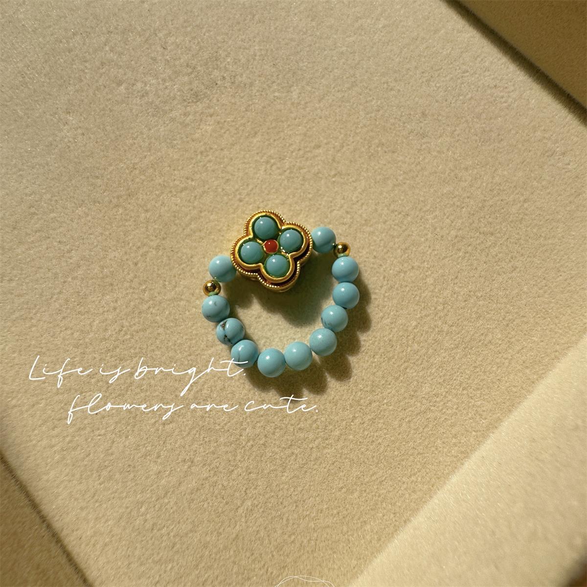 Wholesale Trendy Geometric Turquoise Ring Fashion Accessory Gift for Resale