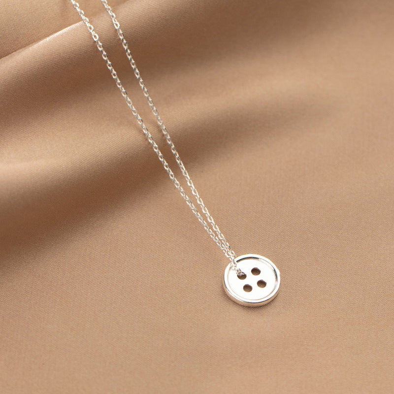 Wholesale 925 sterling silver button necklace clavicle chain