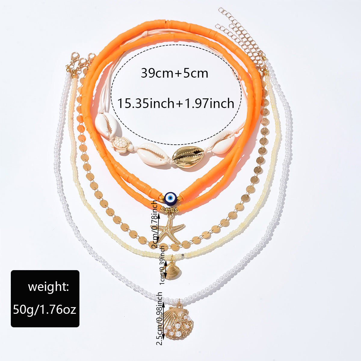 Wholesale Stacked Shell Necklace Irregular Colored Soft Clay Pearl Starfish Clavicle Necklace