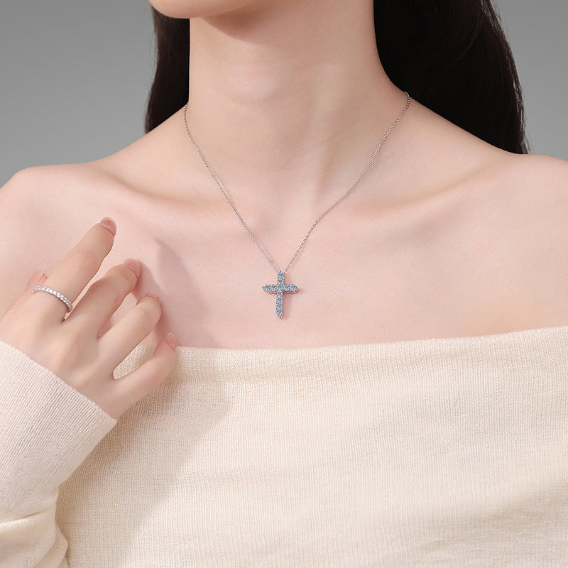 Wholesale Minimalist Cross Necklace 925 Silver Moissanite Pendant Women S Fashion Accessory Boutique Resale