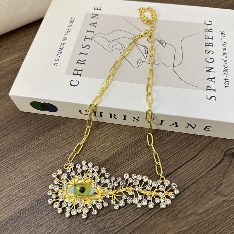 Wholesale  Personality Burst Eye Full Diamond Necklace
