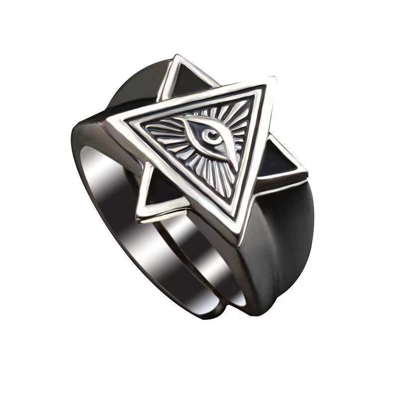 Wholesale Retro Unisex All-Seeing Eye Adjustable Open Ring Metal Electroplated Fashion Accessory
