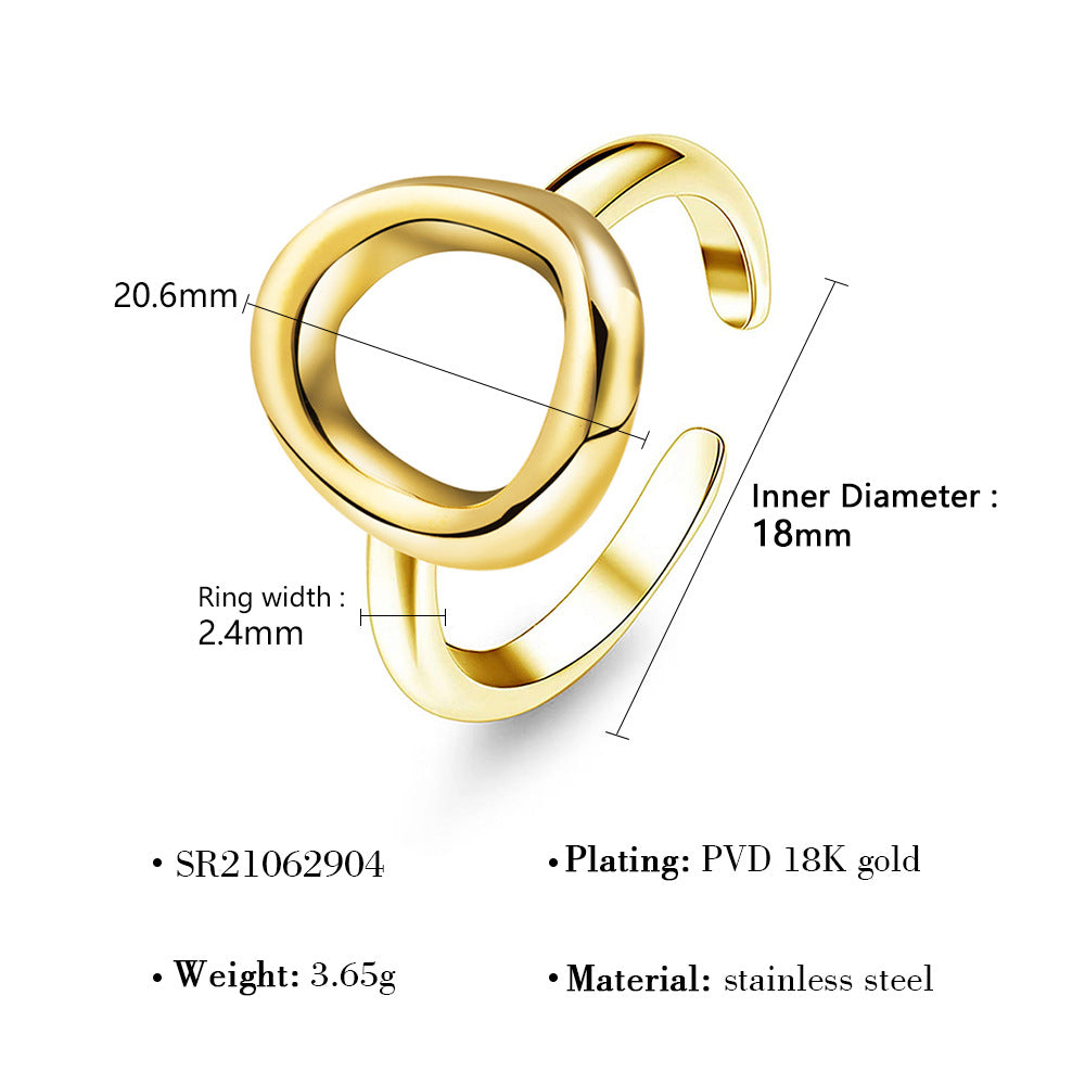 Wholesale  Titanium Steel Geometric Hollow Overlapping Ring