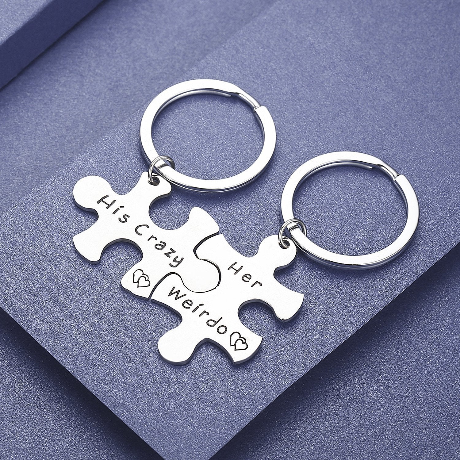 Wholesale Stainless Steel Puzzle Couple Keychain His Crazy Her Weirdo Gift Fashion Accessory