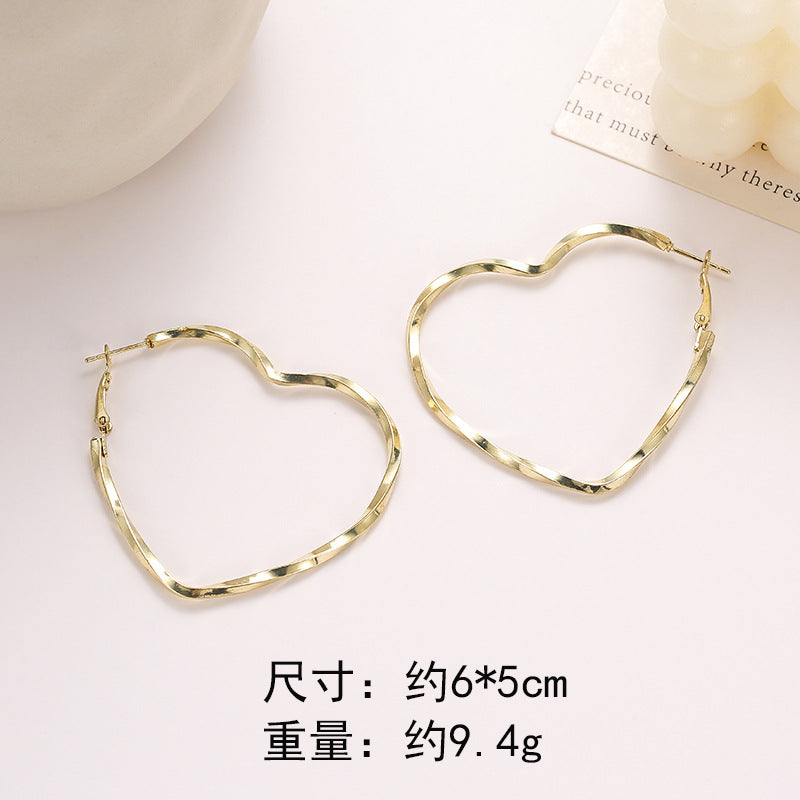 Wholesale Metal Plain Hoop Heart Earrings