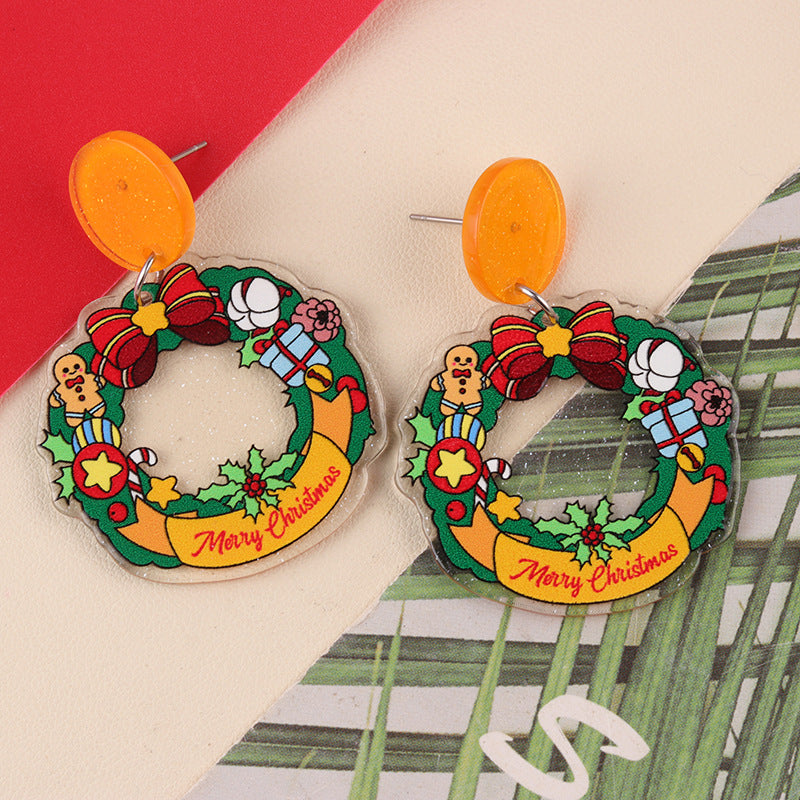 Wholesale  Christmas Cartoon  Candy Cane Gloves Earrings