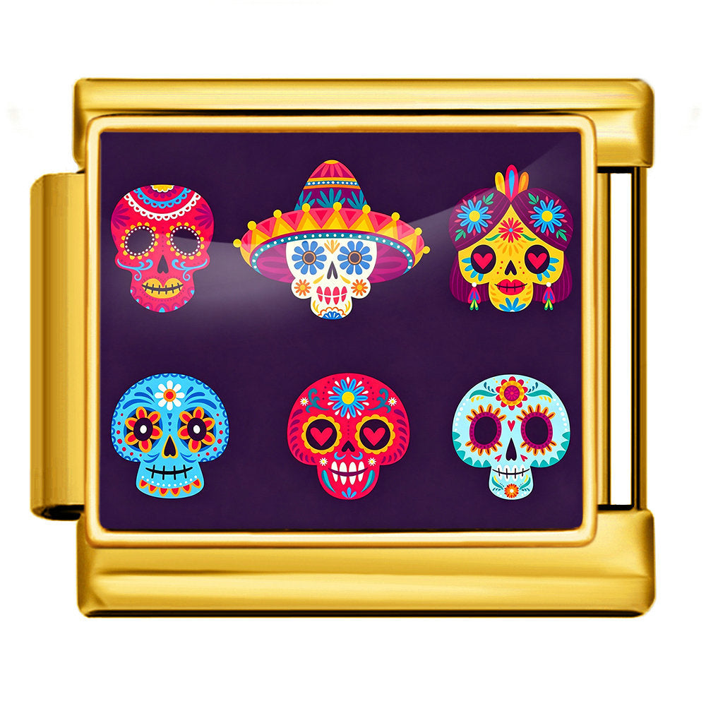 Wholesale Stylish Day Of The Dead Skull Modular Bracelet Stainless Steel DIY Detachable Jewelry Gift