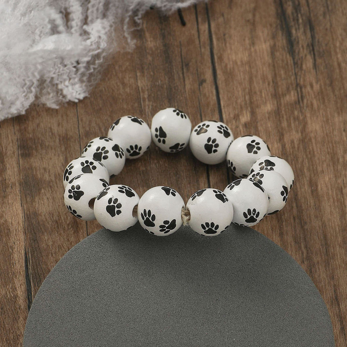 Wholesale Halloween Wood Beads Pumpkin Spider Print Beaded Bracelet ACC-BT-JunJie011