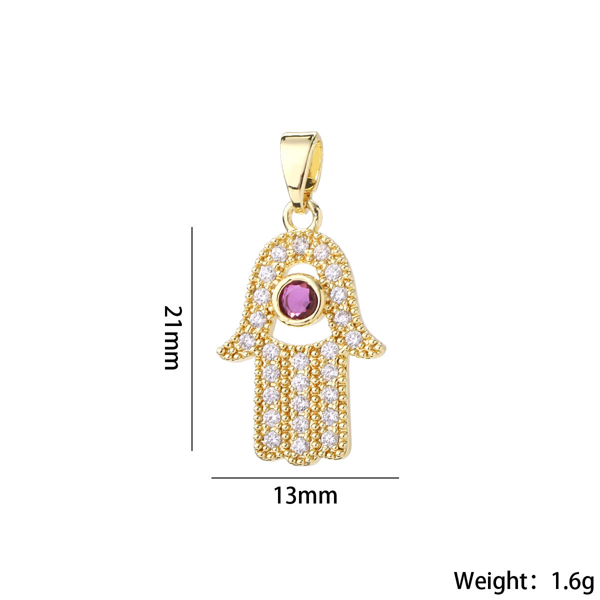 Wholesale Gold Tone Evil Eye Hamsa Hand Pendant Micro Zircon DIY Necklace Charm For Jewelry Making Boutique Resale