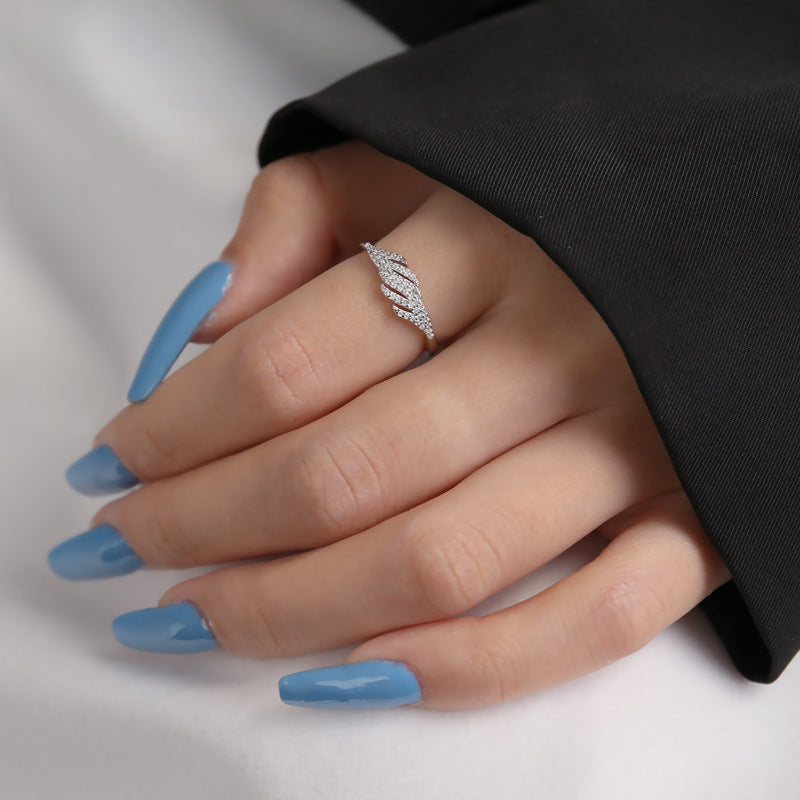 Wholesale 925 sterling silver  diamond-embedded open adjustable ring