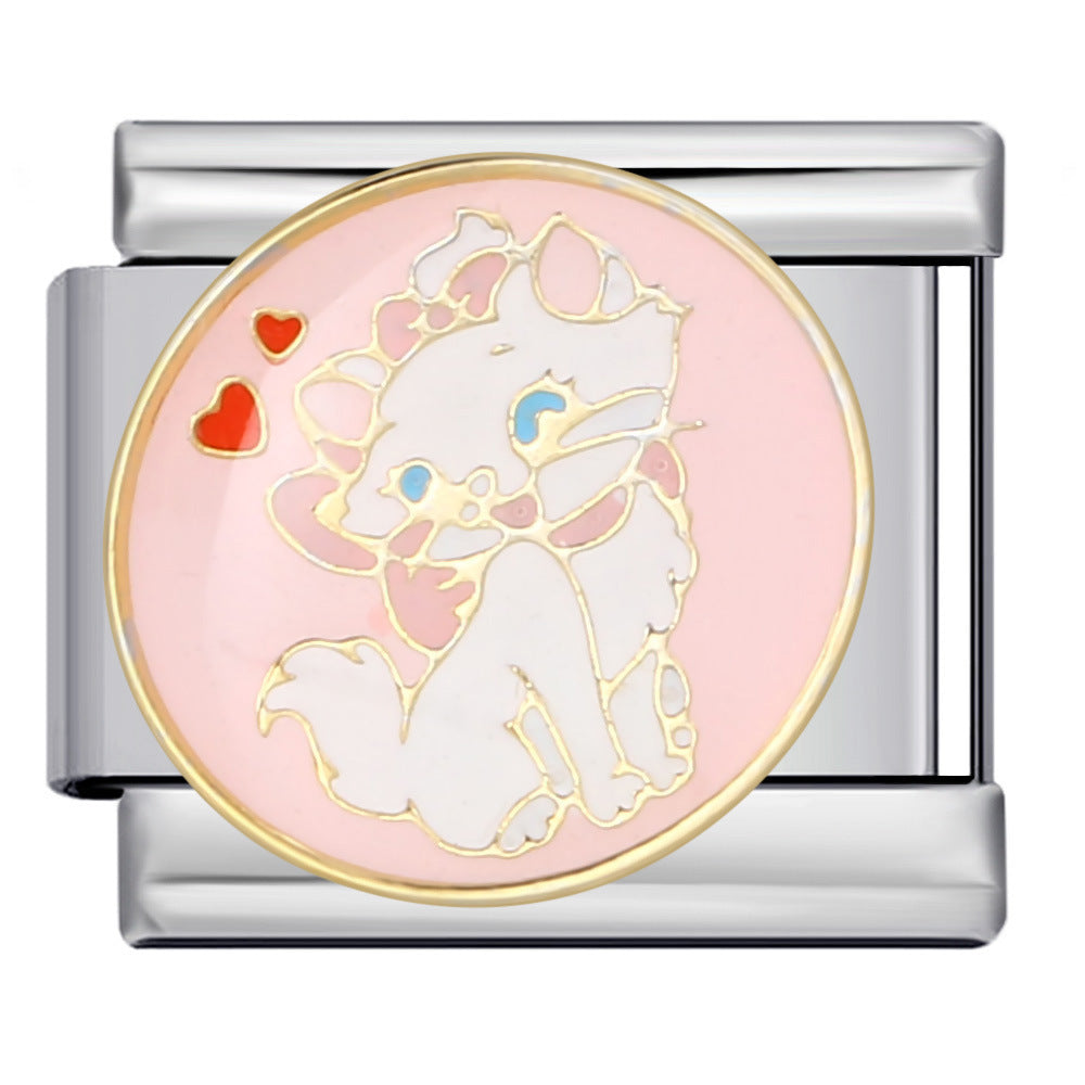 Wholesale Cat Themed DIY Bracelet Stainless Steel Electroplated Modular Jewelry Accessory for Boutique Resale