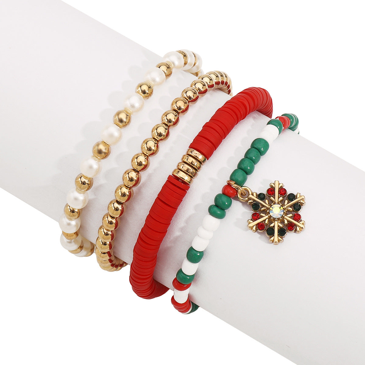 Wholesale Christmas Element Pendant Adjustable All-match Beaded Bracelet