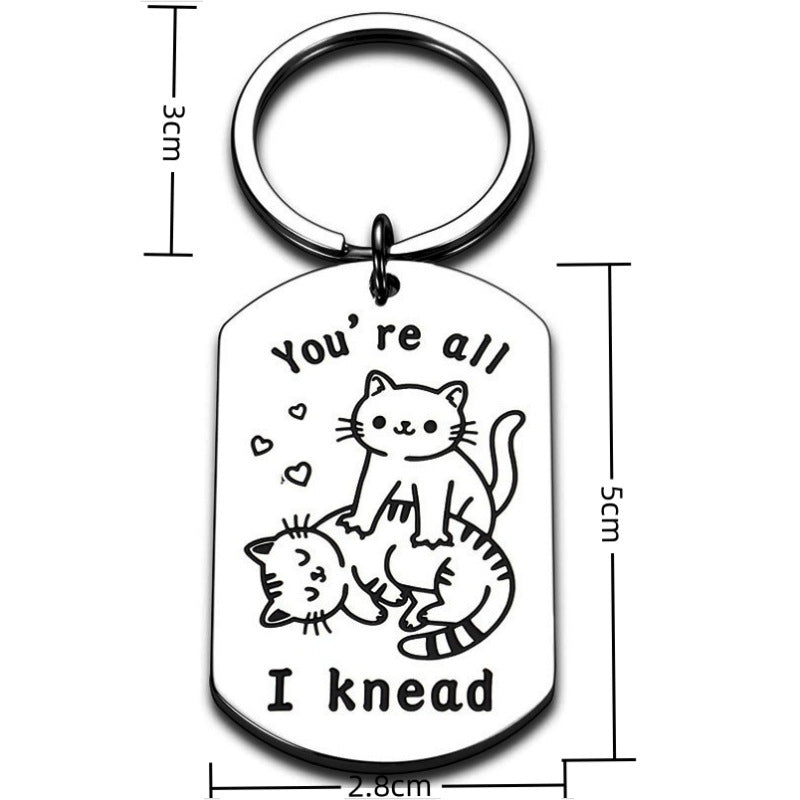 Wholesale Cute Cat Pet Tag Keychain Stainless Steel Engraved Pendant Gift Accessory