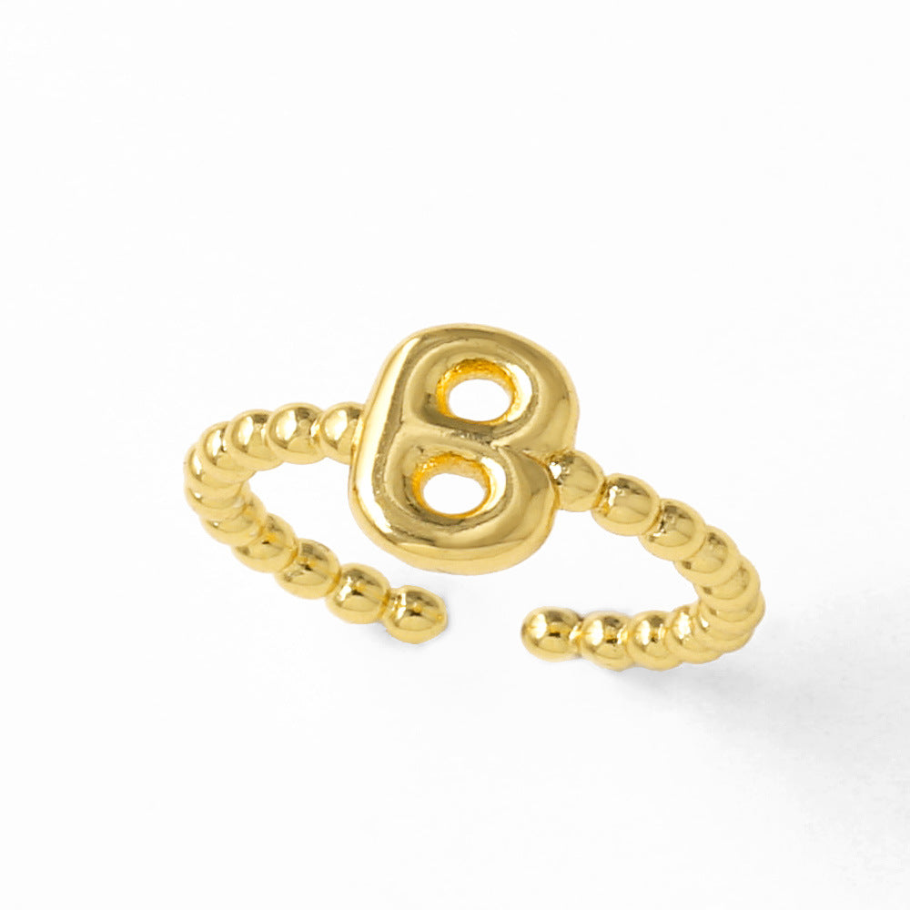 Wholesale 26 English letter rings gold-plated open rings
