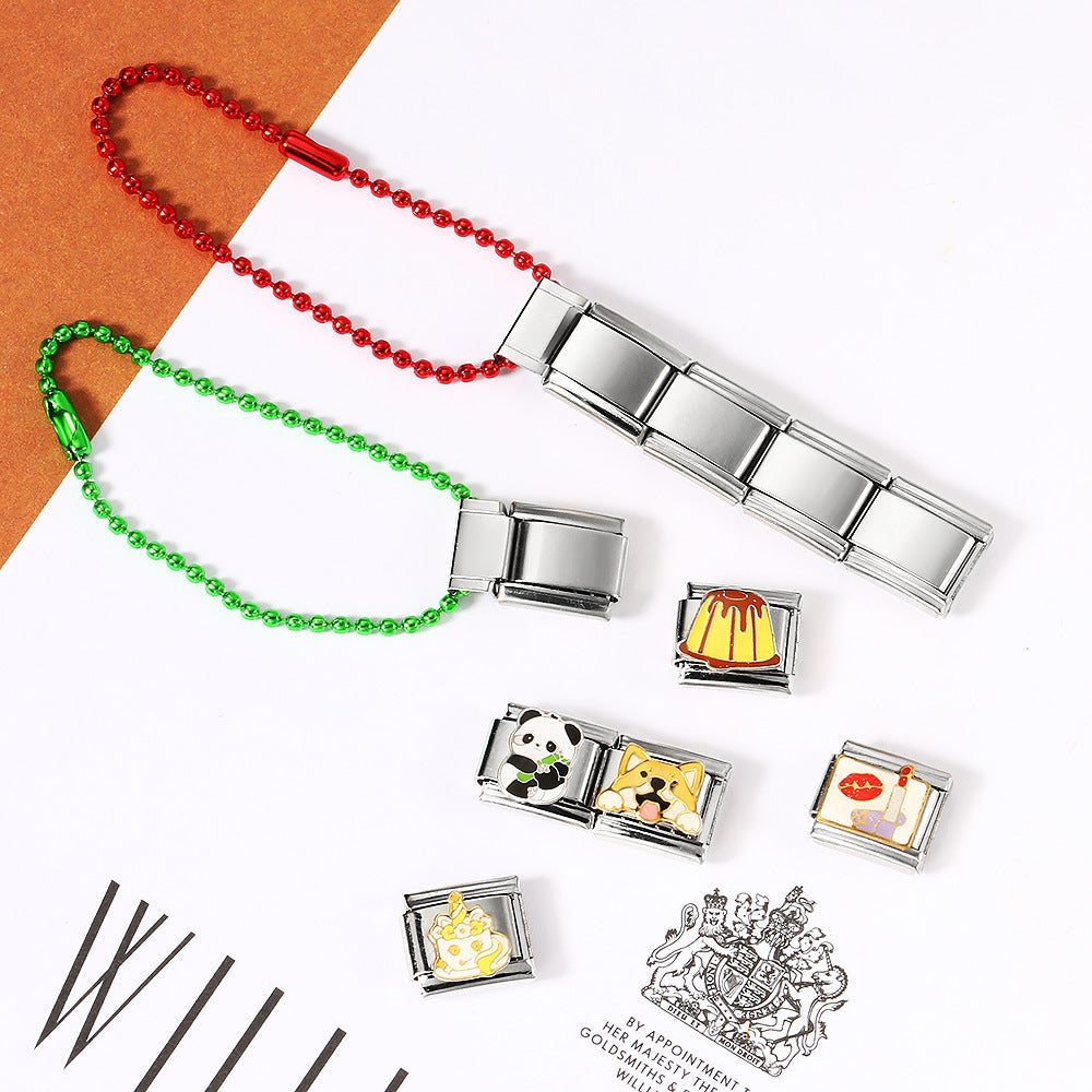 Wholesale Colorful beaded mobile phone strap spliced Italian charms bracelet DIY keychain