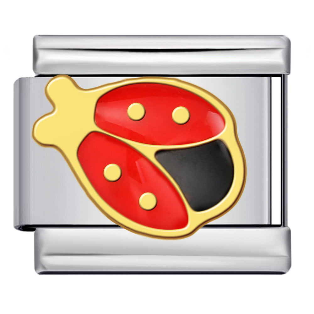 Wholesale Italian Charm Bracelet 9mm DIY Oil-Drip Welded Pattern Creative Stainless Steel Composable Bracelet