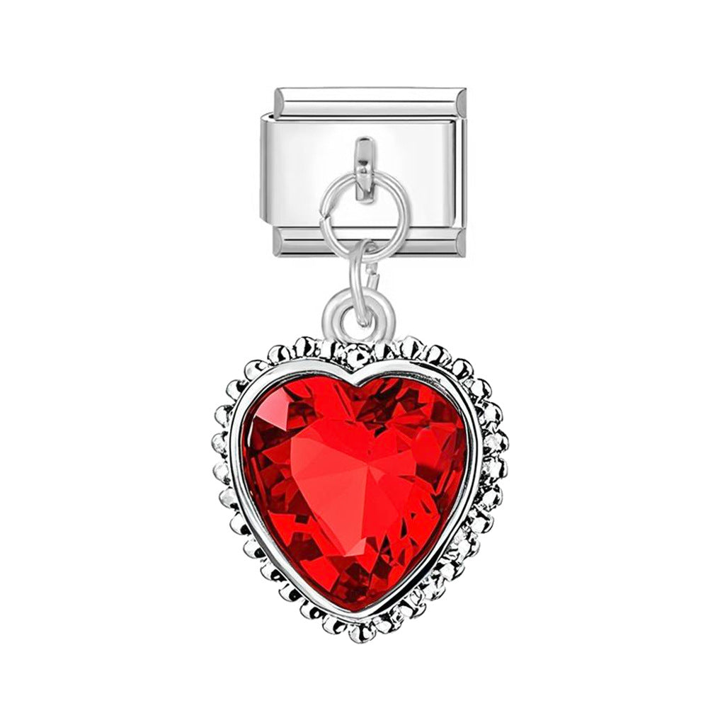 Wholesale Italian Charm Bracelet 9mm DIY multi-color heart-shaped    Creative Stainless Steel Composable Bracelet