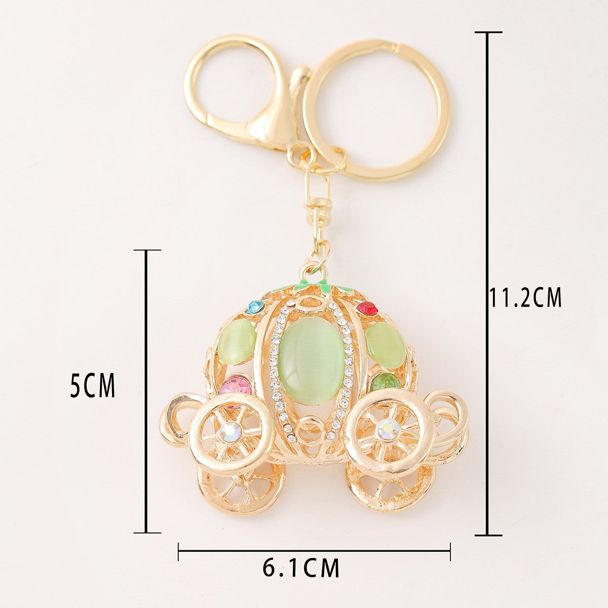 Wholesale Zinc Alloy Pumpkin Keychain with Rhinestone Cat Eye Design for Couples Gift