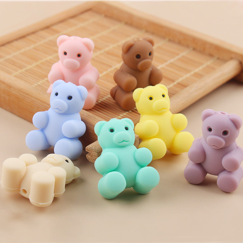 Wholesale 5pcs Bear Silicone Beads 3D Focal Beads ACC-BDS-GuangTian041