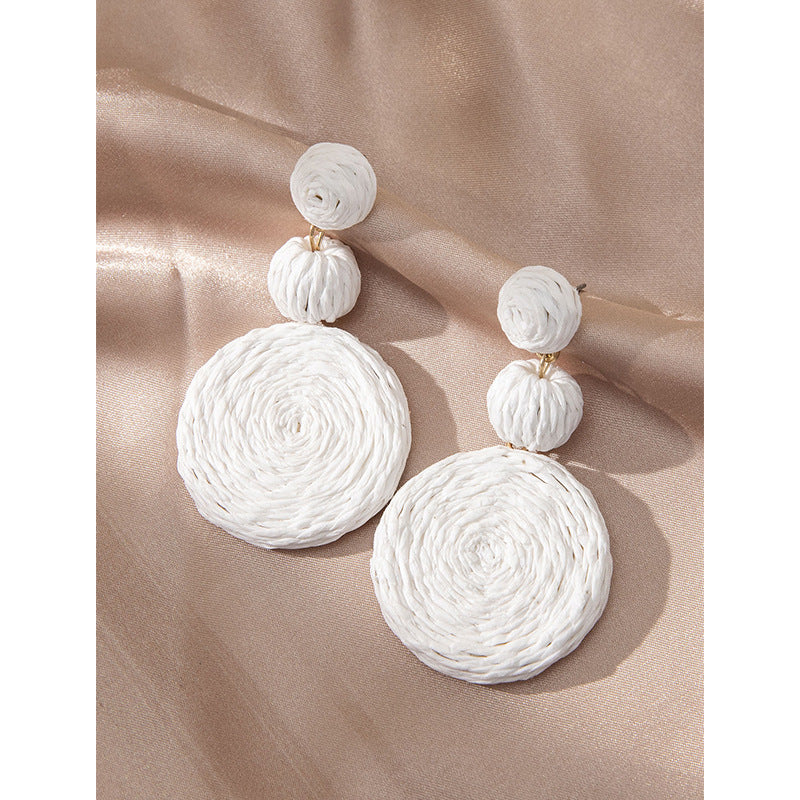 Wholesale Rattan Earrings Raffia Braided Earrings ACC-ES-XLH001
