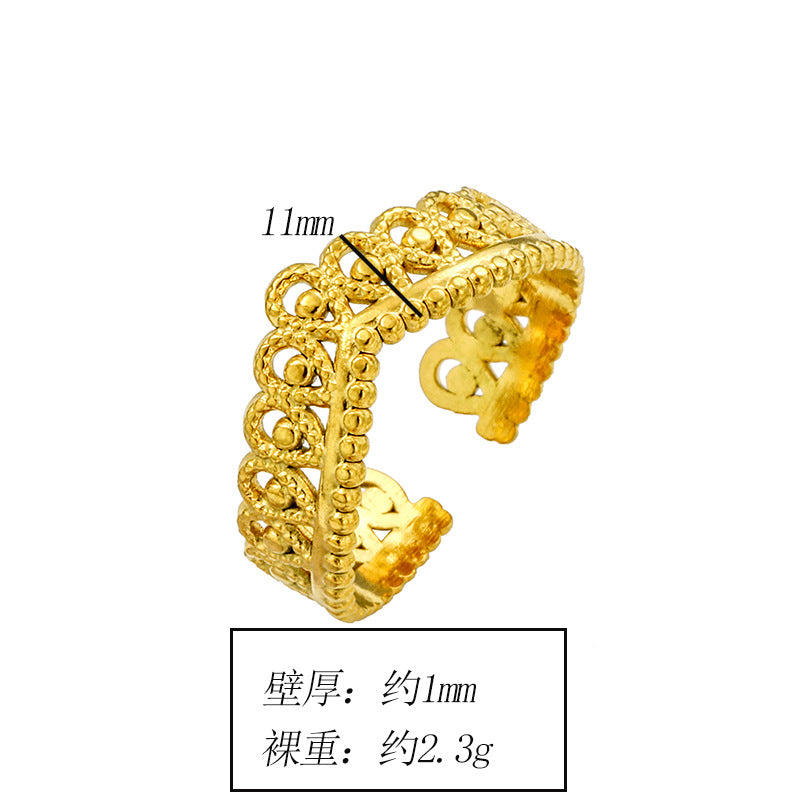 Wholesale titanium steel crown opening non-fading niche ring