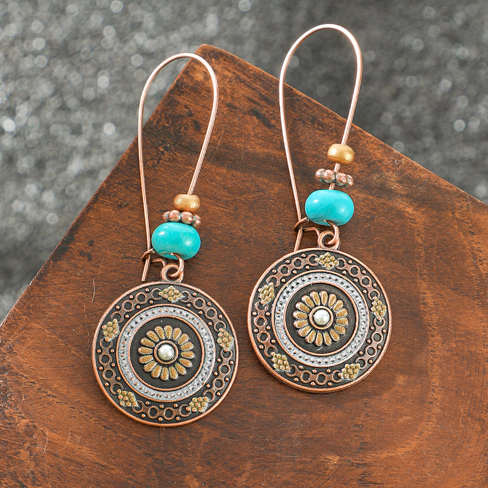 Wholesale Retro Bohemian Ethnic Long Tassel Earrings Zinc Alloy Fashion Accessory