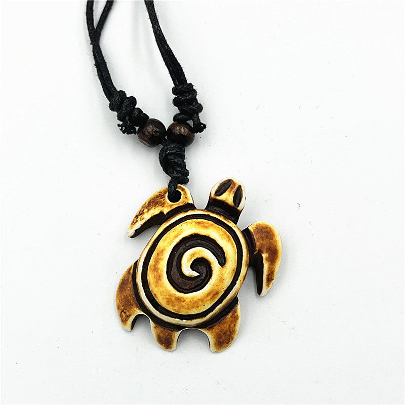 Wholesale Vintage Turtle Necklace Carved Turtle Pendant Resin Sweater Chain ACC-NE-ShuangDe001