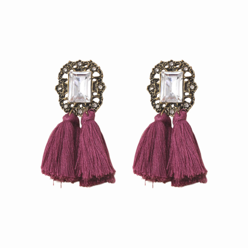 Wholesale  vintage light luxury diamond diamond tassel earrings