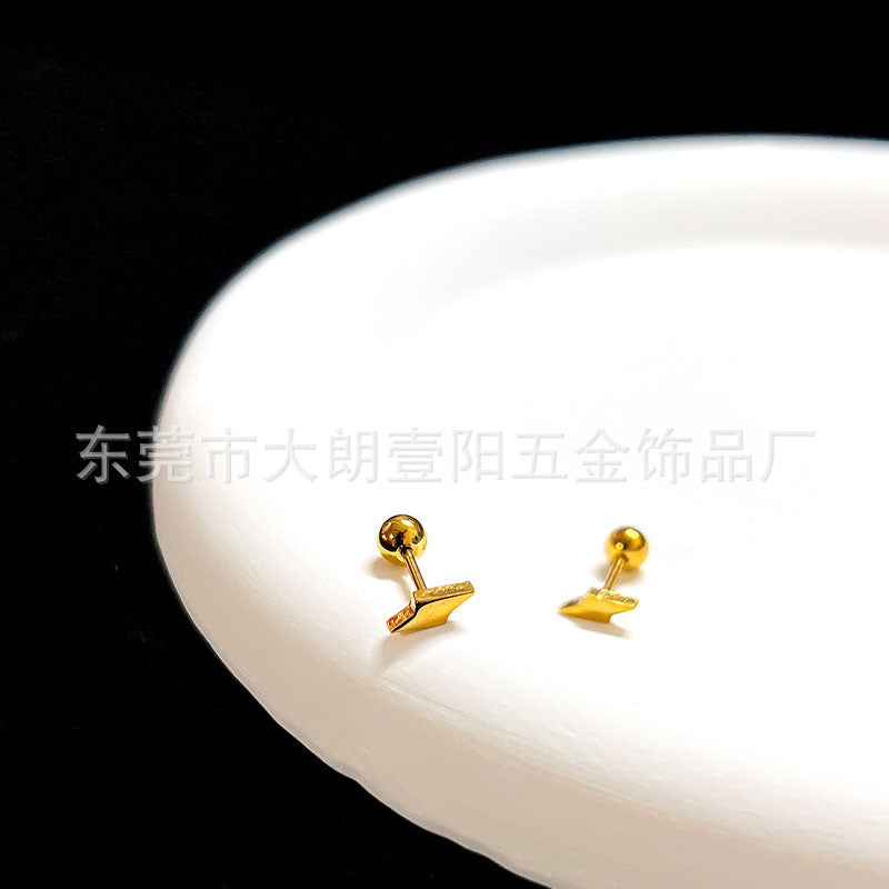 Wholesale Titanium Steel Stylish Heart  Star Screw-Back Cartilage Stud