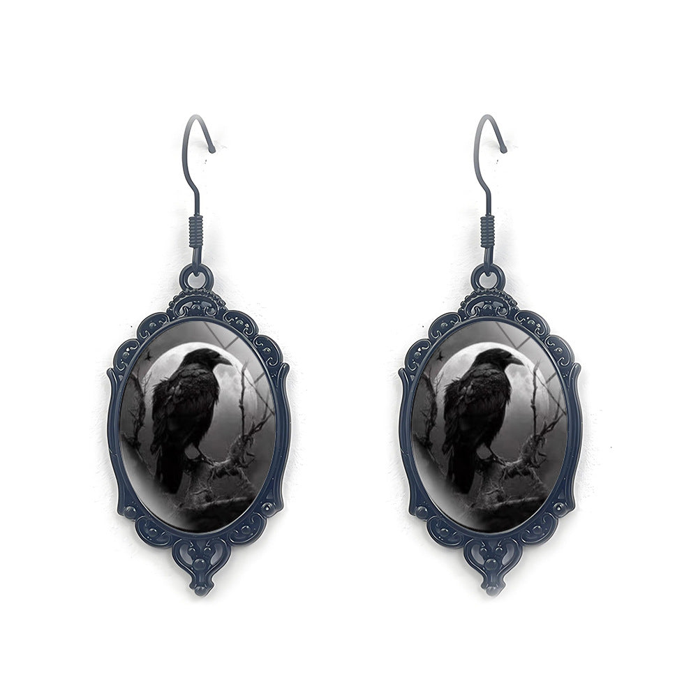 Wholesale Halloween Dark Series Oval Pendant Earrings