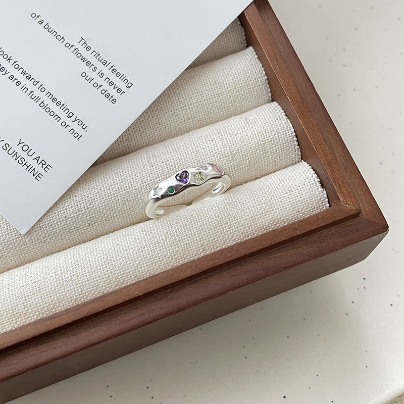 Wholesale Colored Zirconia Heart Open Ring ACC-RS-Chuyu002